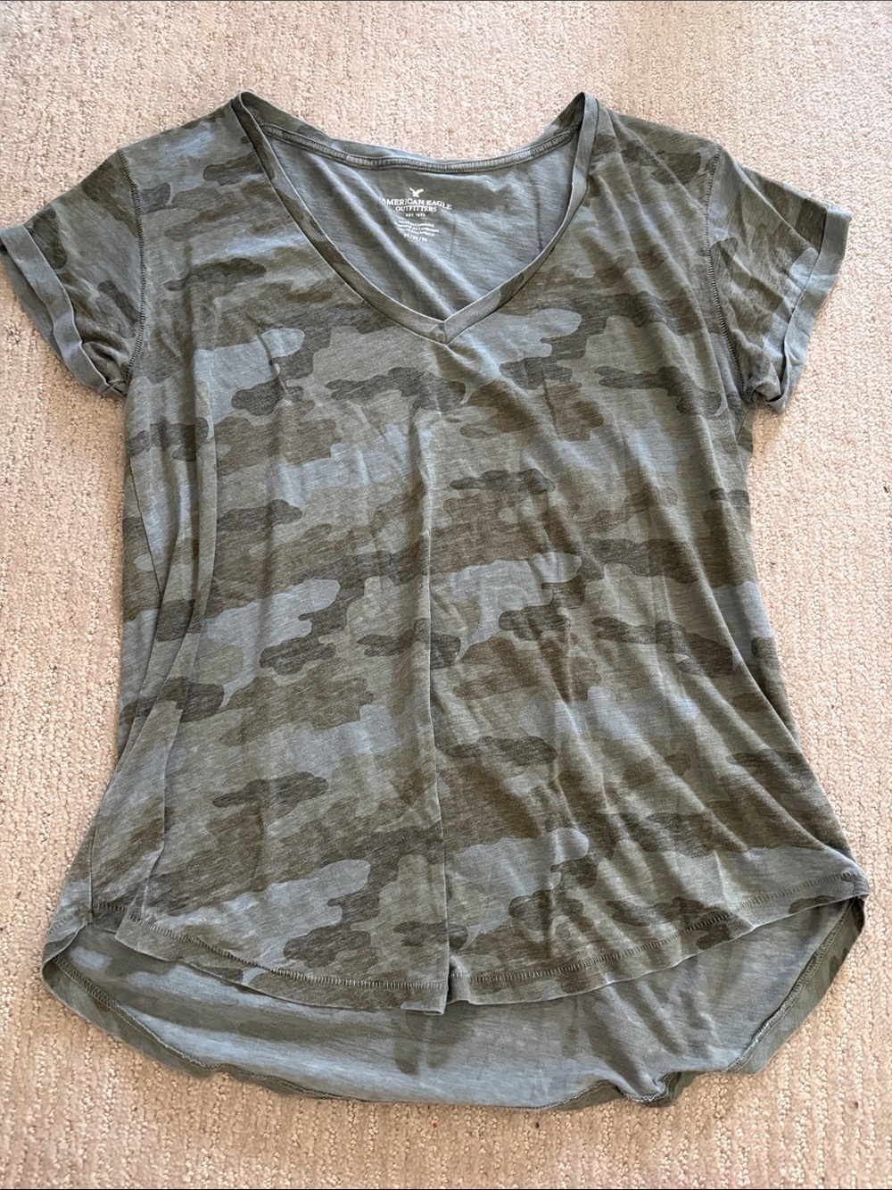 American Eagle V-Neck Camo Tee